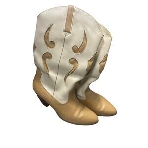 Westies Vintage Cowboy Boots Cream Tan Women's Size 7.5